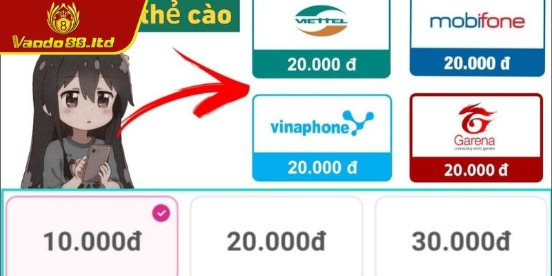 Rút tiền VanDo88 qua thẻ cào điện thoại